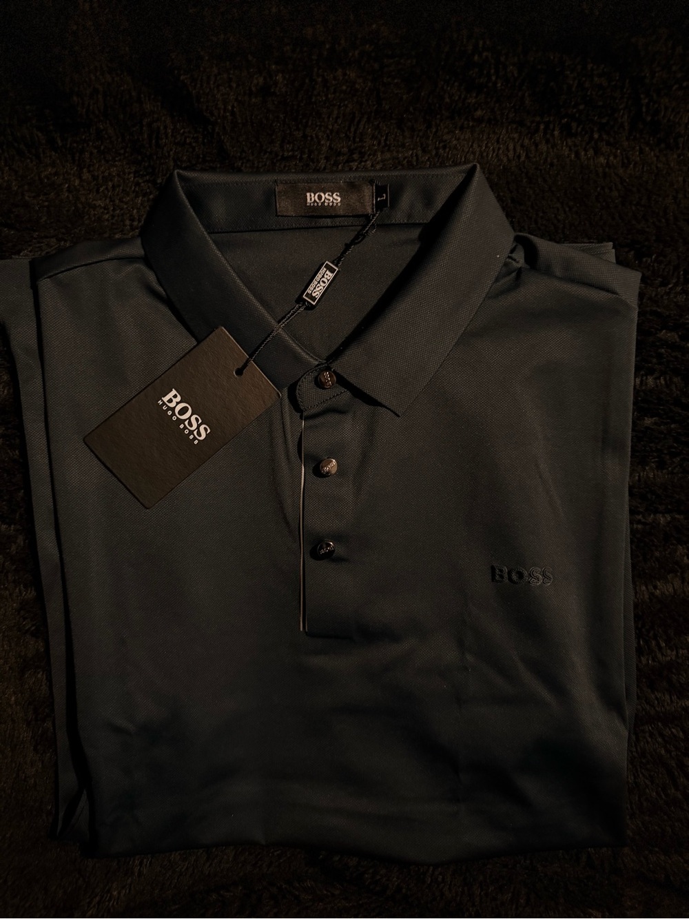 BOSS Men's Black Polo with Subtle Logo